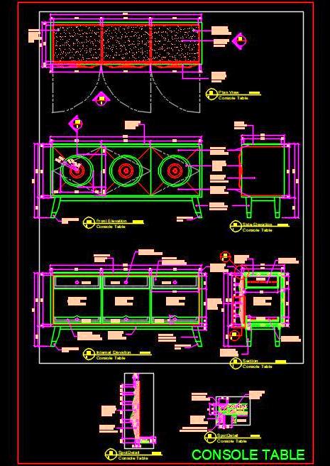 Elegant Console Table Design with Carved Door - Autocad DWG